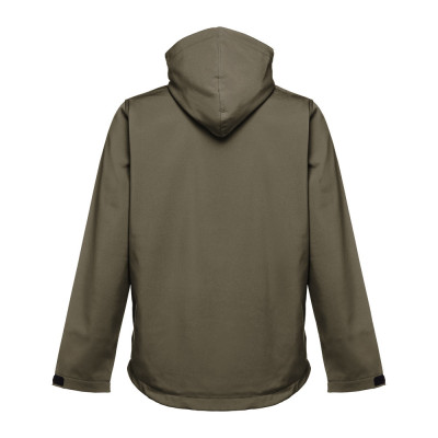 THC ZAGREB. Men's softshell jacket with detachable hood and rounded back hem